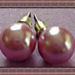 Light Purple Faux Pearl Stud Earrings For Women/Teen Gift